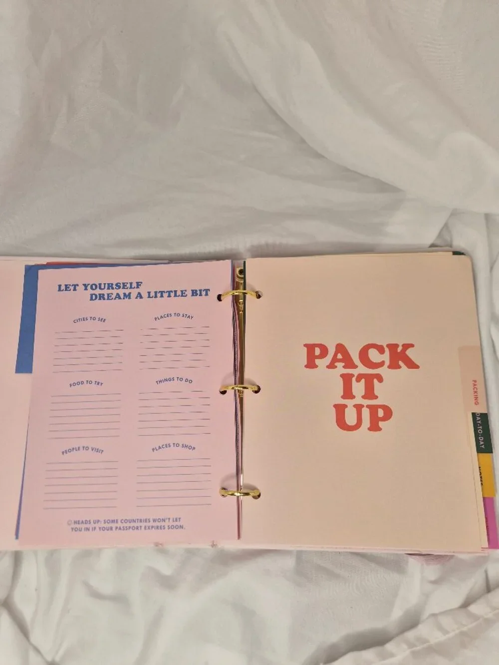 ban.do Travel Planner Binder Pink - Travel Organizer Journal